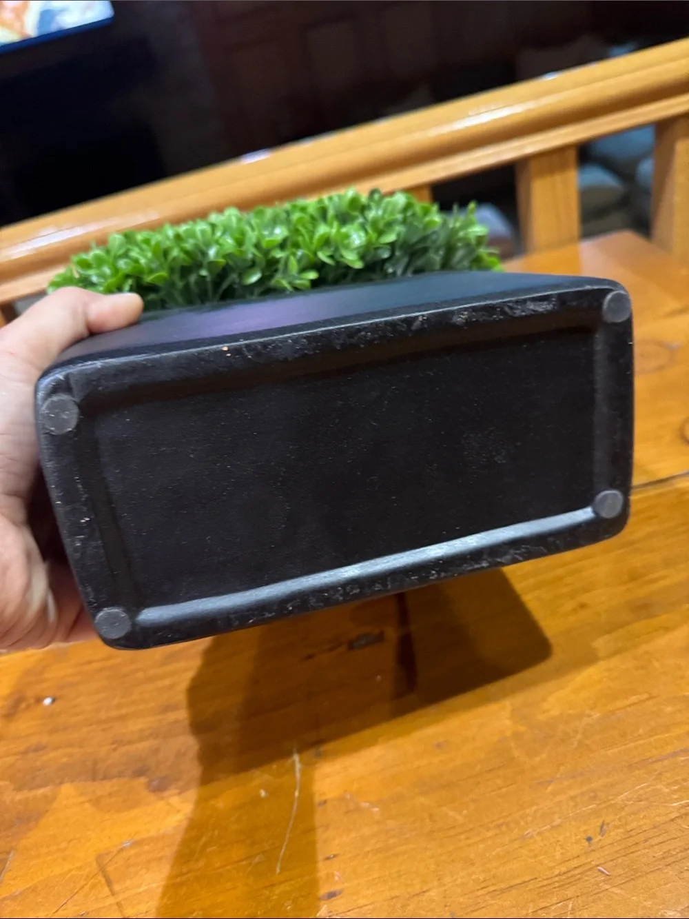 Faux Boxwood in brownish/black container